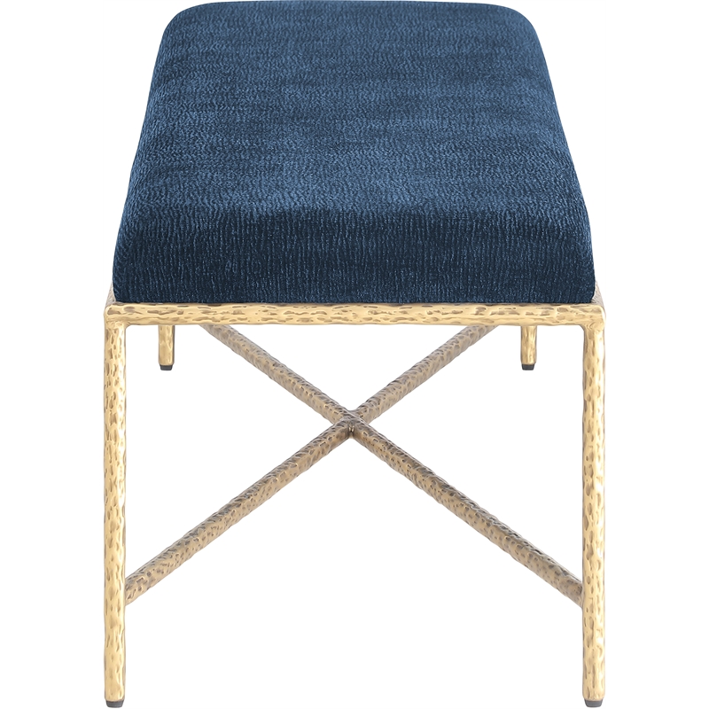 Meridian Furniture Valley Navy Chenille Fabric Bench