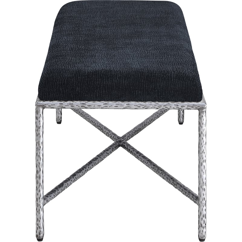 Meridian Furniture Valley Black Chenille Fabric Bench