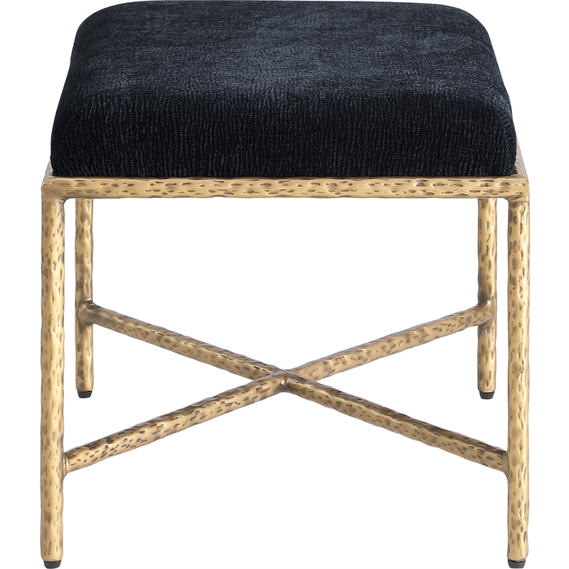 Meridian Furniture Valley Black Chenille Fabric Bench