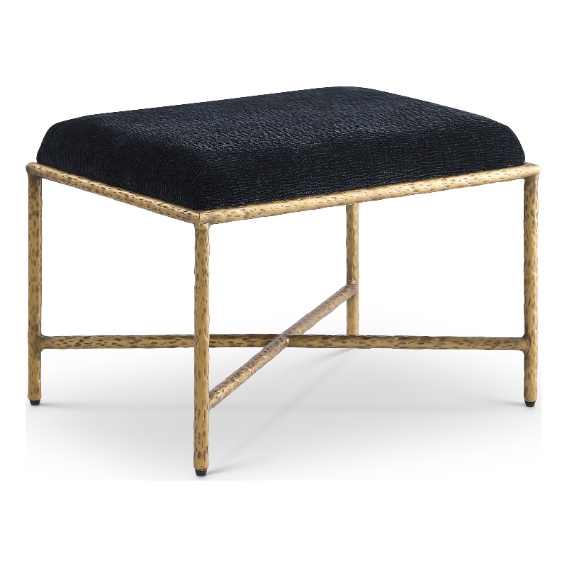Meridian Furniture Valley Black Chenille Fabric Bench