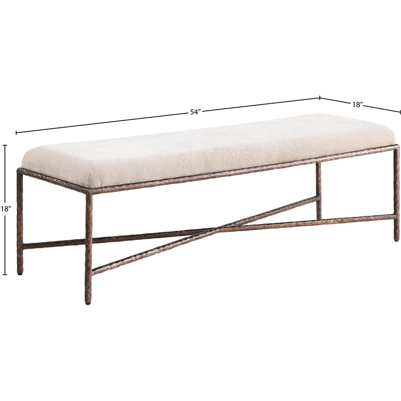 Meridian Furniture Valley Beige Chenille Fabric Bench