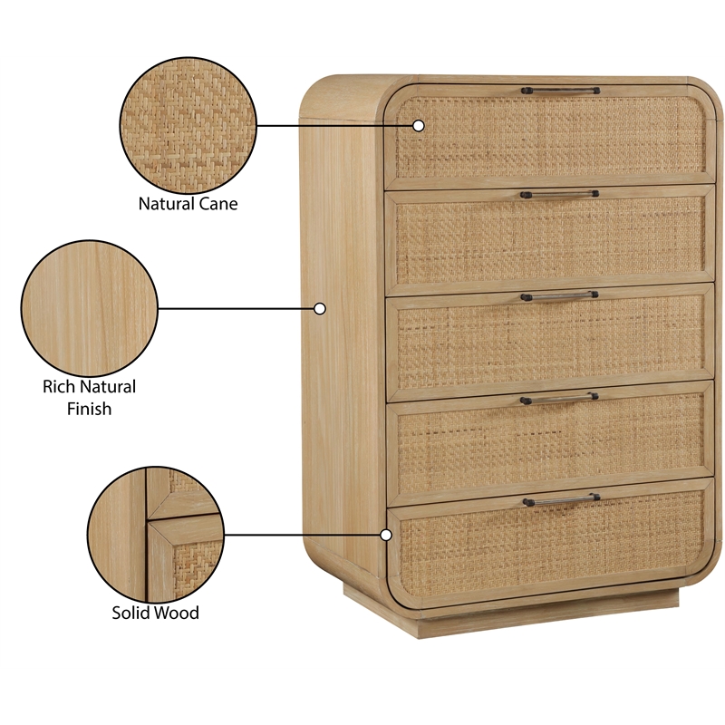 Meridian Furniture Windsor Natural Solid Wood And Natural Cane Chest