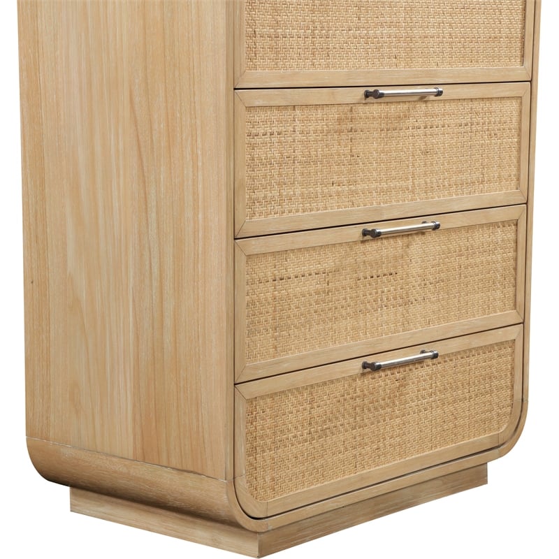 Meridian Furniture Windsor Natural Solid Wood And Natural Cane Chest