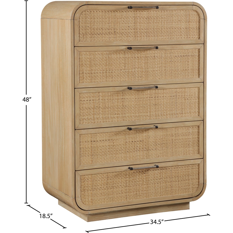 Meridian Furniture Windsor Natural Solid Wood And Natural Cane Chest