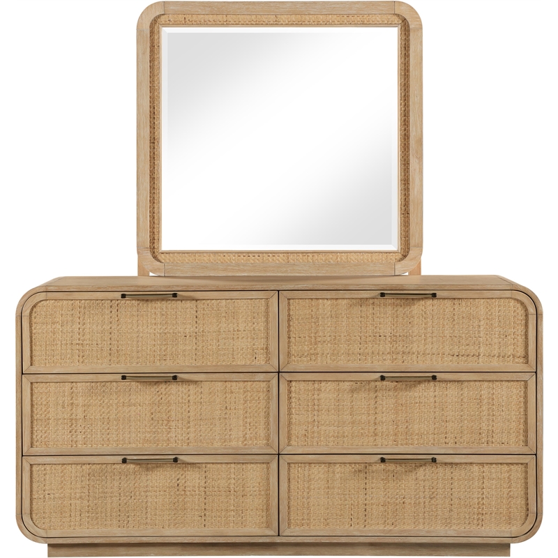Meridian Furniture Windsor Solid Wood And Natural Cane Mirror