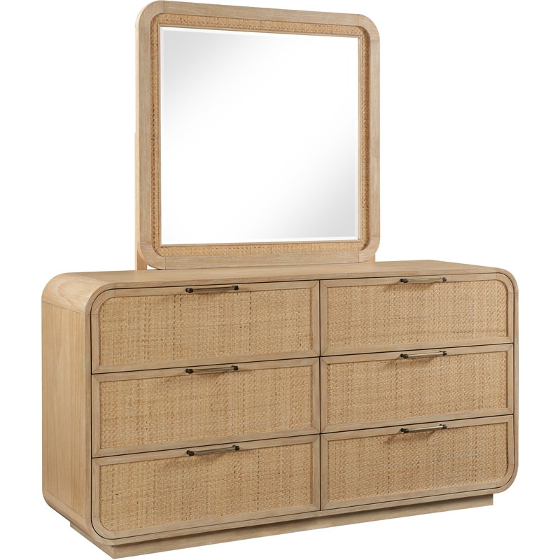 Meridian Furniture Windsor Solid Wood And Natural Cane Mirror