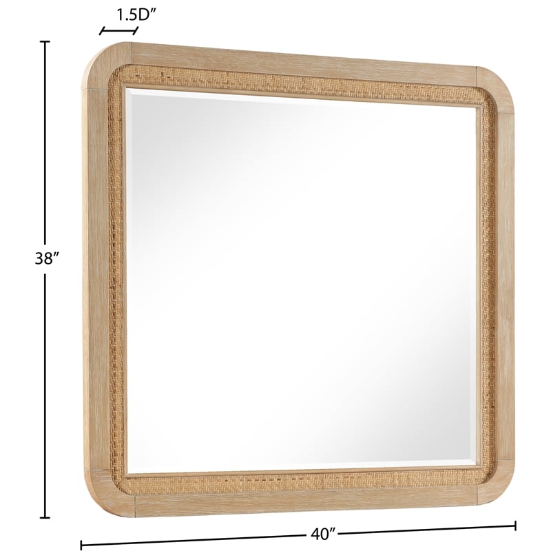 Meridian Furniture Windsor Solid Wood And Natural Cane Mirror