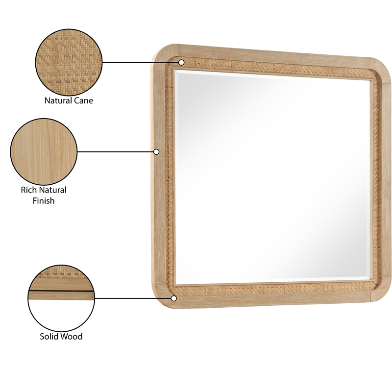 Meridian Furniture Windsor Solid Wood And Natural Cane Mirror