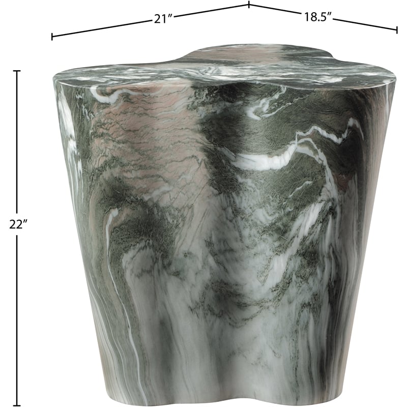 Meridian Furniture Monza Green Indoor/Outdoor Concrete Marble Finish End Table