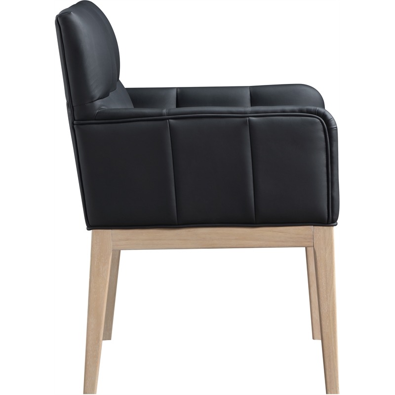 Meridian Furniture Adrian Black Vegan Leather Dining Arm Chair (Set of 2)