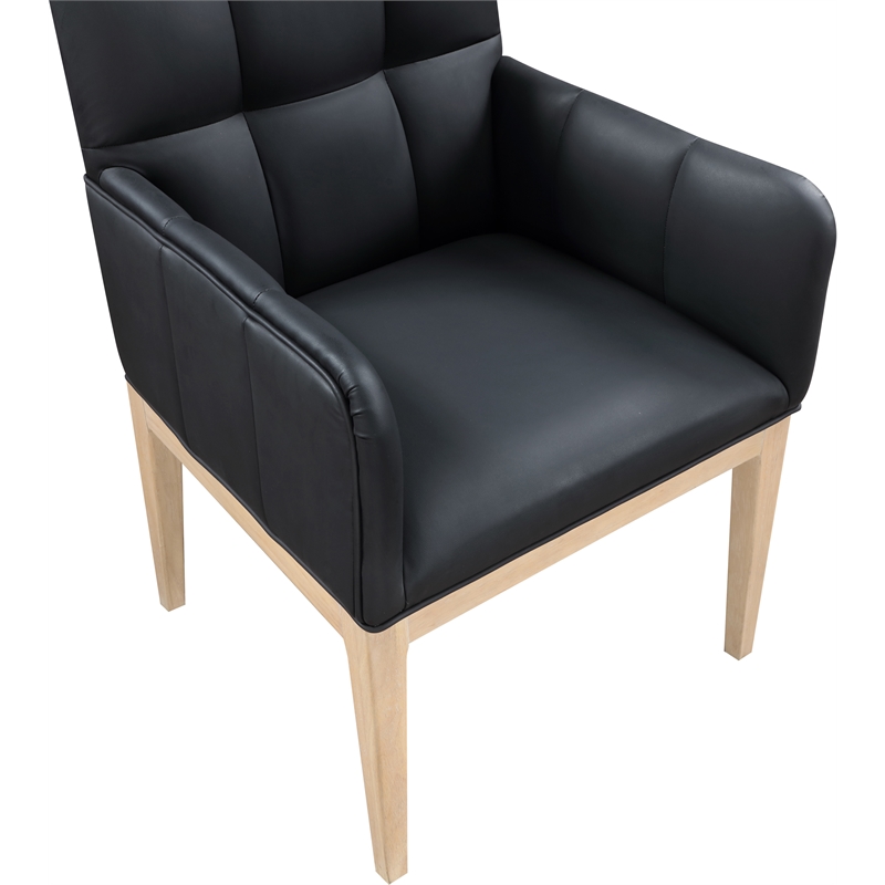Meridian Furniture Adrian Black Vegan Leather Dining Arm Chair (Set of 2)