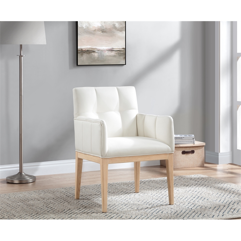 Meridian Furniture Adrian Cream Vegan Leather Dining Arm Chair (Set of 2)