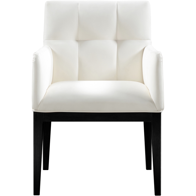 Meridian Furniture Adrian Cream Vegan Leather Dining Arm Chair (Set of 2)