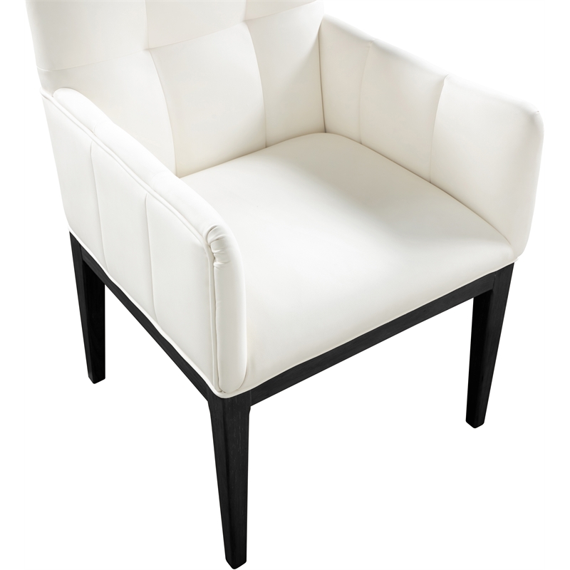 Meridian Furniture Adrian Cream Vegan Leather Dining Arm Chair (Set of 2)