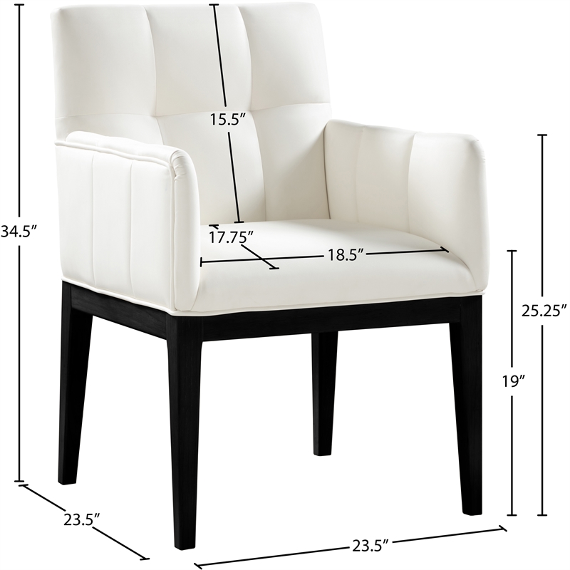 Meridian Furniture Adrian Cream Vegan Leather Dining Arm Chair (Set of 2)