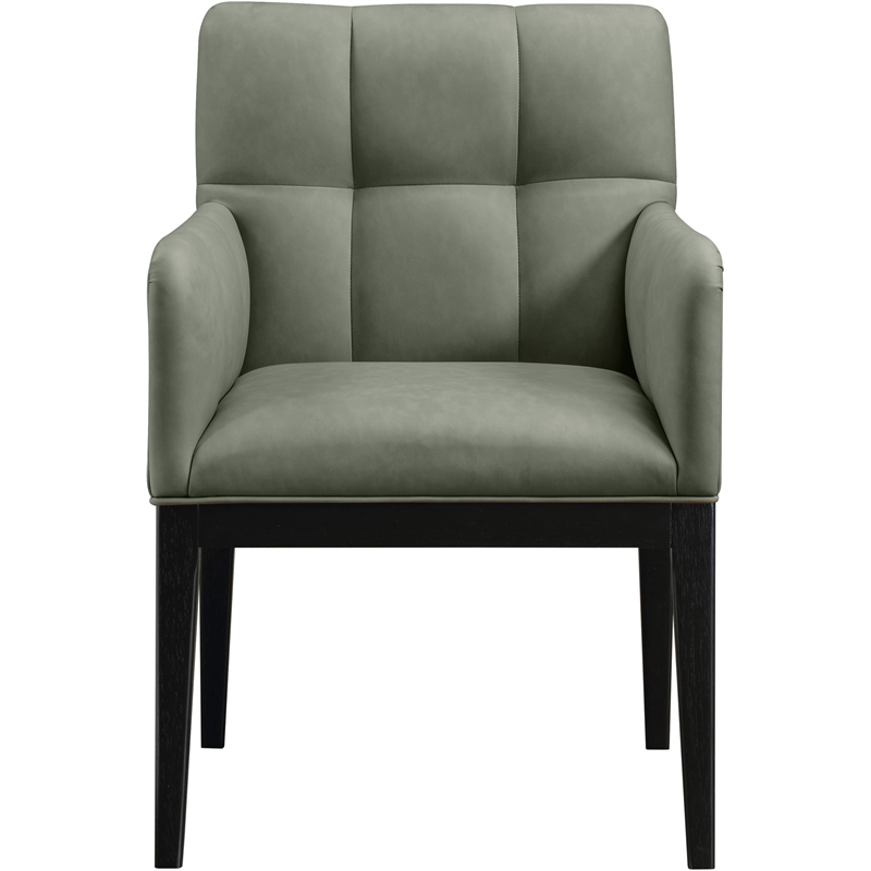 Meridian Furniture Adrian Green Vegan Leather Dining Arm Chair (Set of 2)