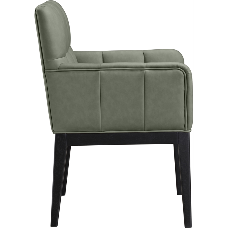 Meridian Furniture Adrian Green Vegan Leather Dining Arm Chair (Set of 2)