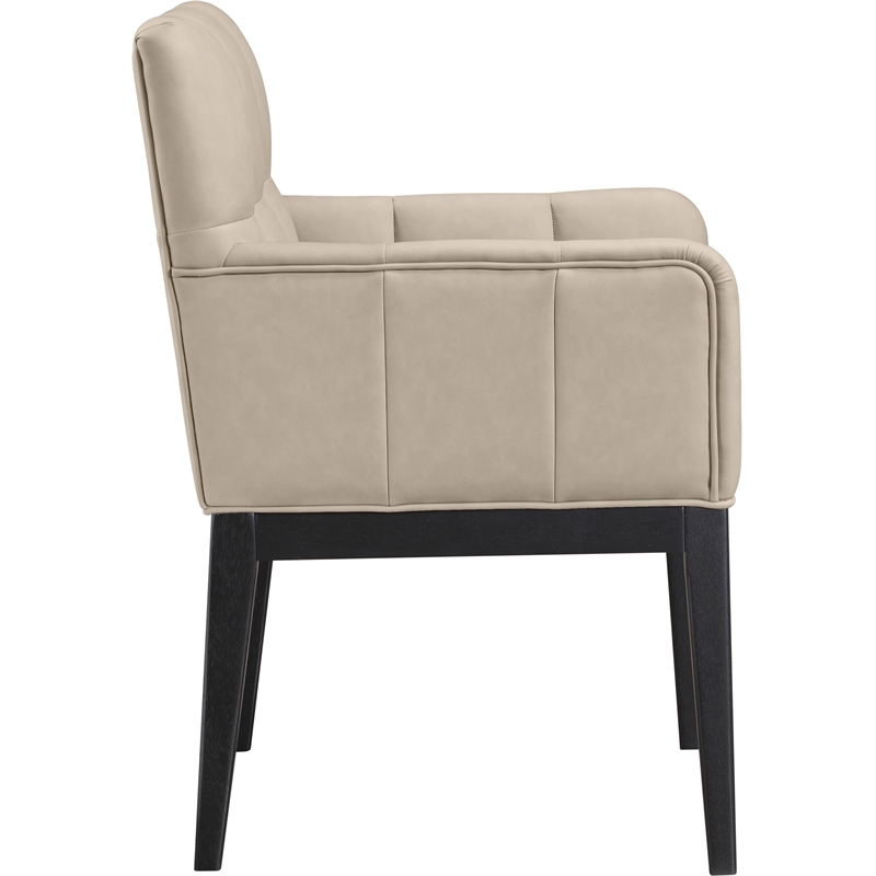 Meridian Furniture Adrian Taupe Vegan Leather Dining Arm Chair (Set of 2)