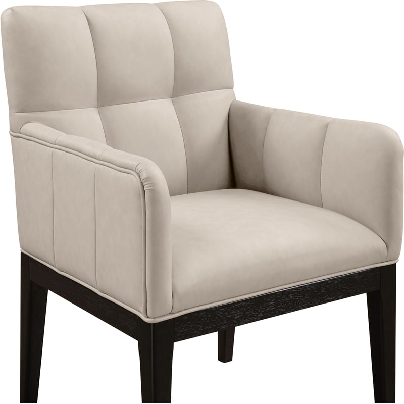 Meridian Furniture Adrian Taupe Vegan Leather Dining Arm Chair (Set of 2)