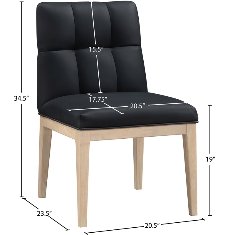 Meridian Furniture Adrian Black Vegan Leather Dining Side Chair (Set of 2)