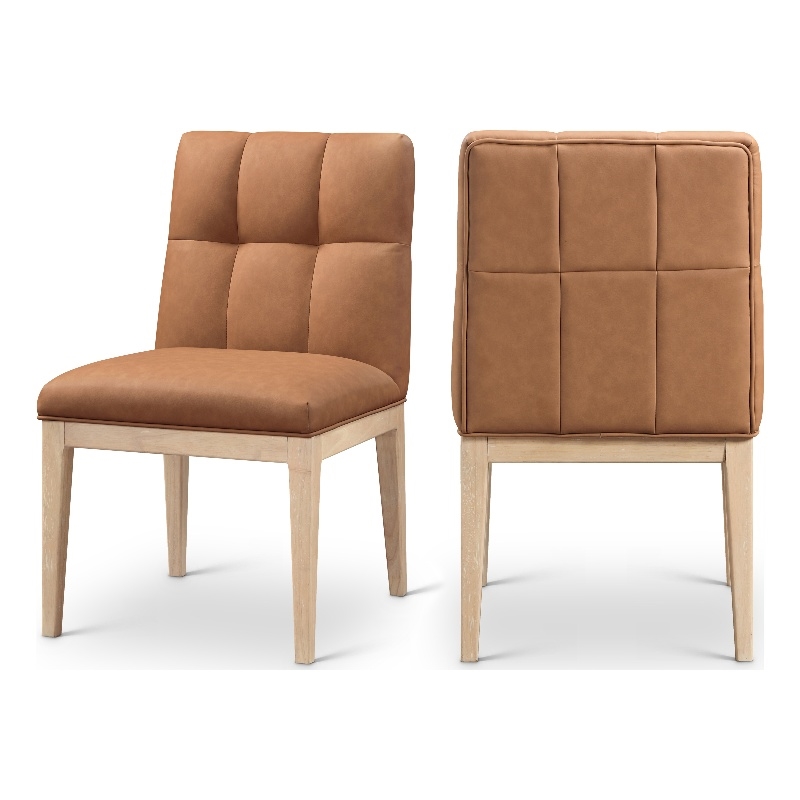 Meridian Furniture Adrian Cognac Vegan Leather Dining Side Chair (Set of 2)