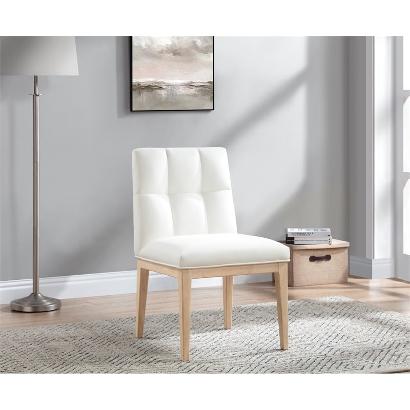 Meridian Furniture Adrian Cream Vegan Leather Dining Side Chair (Set of 2)