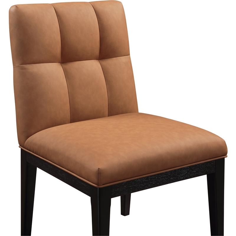 Meridian Furniture Adrian Cognac Vegan Leather Dining Side Chair (Set of 2)