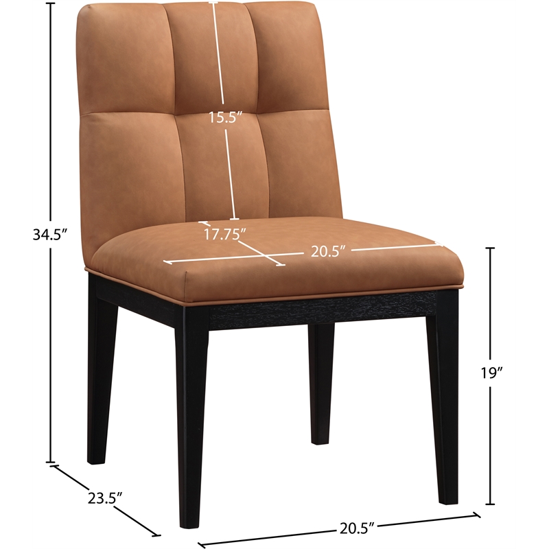 Meridian Furniture Adrian Cognac Vegan Leather Dining Side Chair (Set of 2)