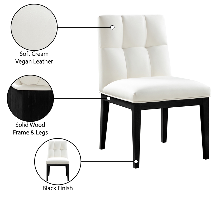 Meridian Furniture Adrian Cream Vegan Leather Dining Side Chair (Set of 2)