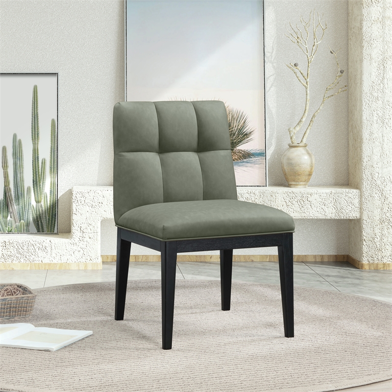 Meridian Furniture Adrian Green Vegan Leather Dining Side Chair (Set of 2)