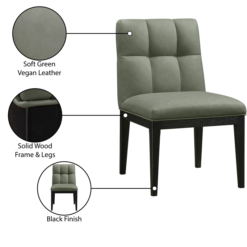 Meridian Furniture Adrian Green Vegan Leather Dining Side Chair (Set of 2)