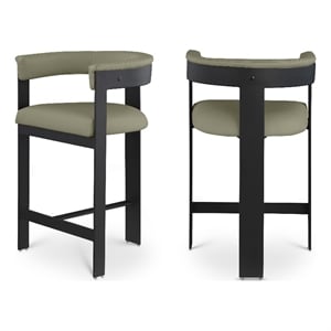 Meridian Furniture Romeo Olive Green Vegan Leather Counter Stool (Set of 2)