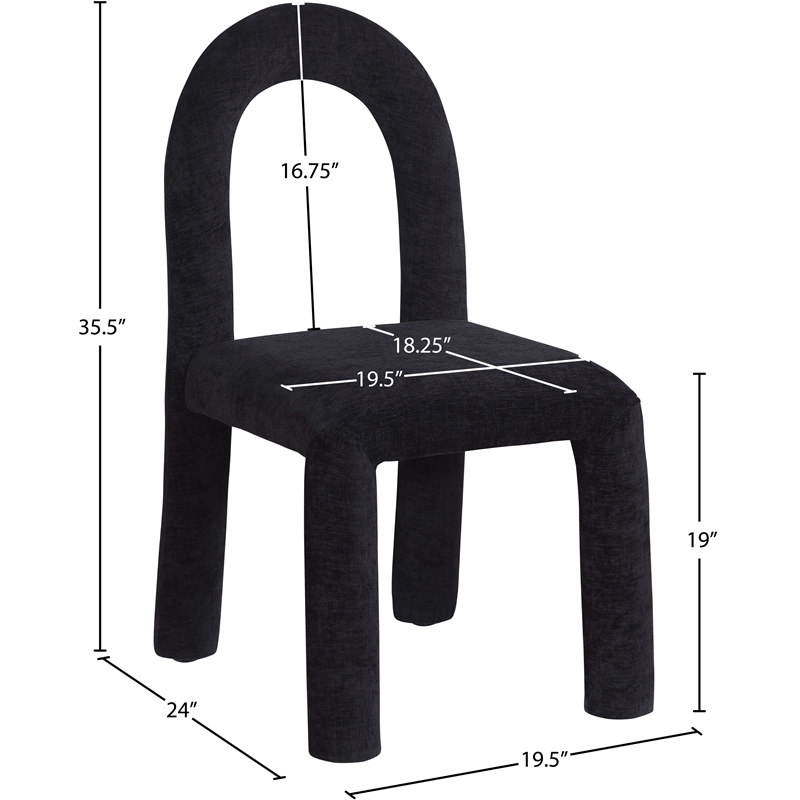 Meridian Furniture Amari Black Chenille Fabric Dining Chair (Set of 2)