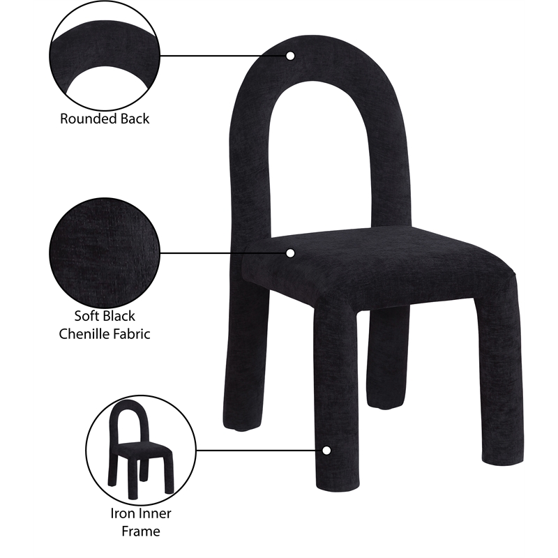 Meridian Furniture Amari Black Chenille Fabric Dining Chair (Set of 2)