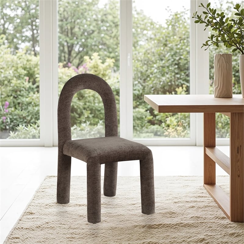 Meridian Furniture Amari Brown Chenille Fabric Dining Chair (Set of 2)