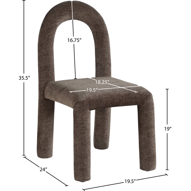 Meridian Furniture Amari Brown Chenille Fabric Dining Chair (Set of 2)