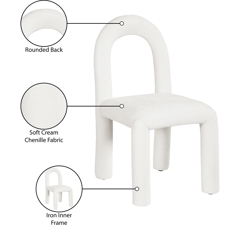 Meridian Furniture Amari Cream Chenille Fabric Dining Chair (Set of 2)