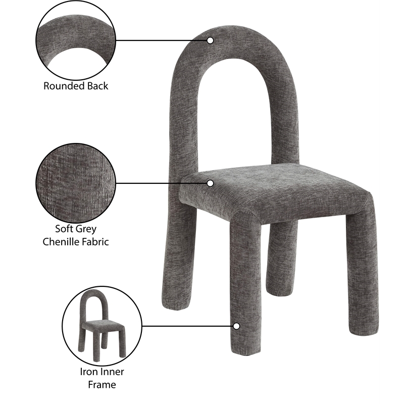 Meridian Furniture Amari Grey Chenille Fabric Dining Chair (Set of 2)