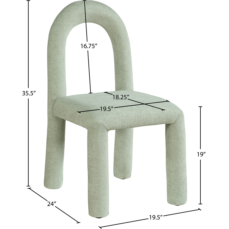 Meridian Furniture Amari Mint Chenille Fabric Dining Chair (Set of 2)