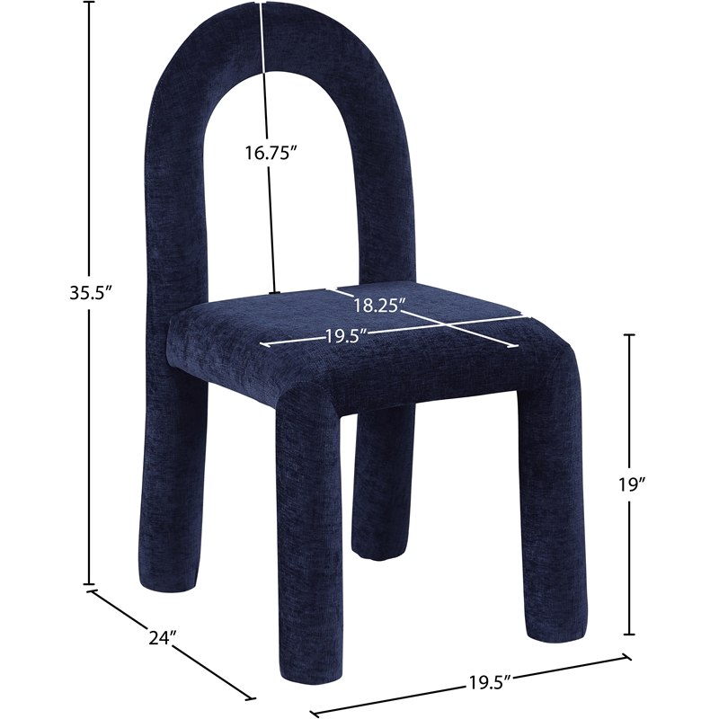 Meridian Furniture Amari Navy Chenille Fabric Dining Chair (Set of 2)