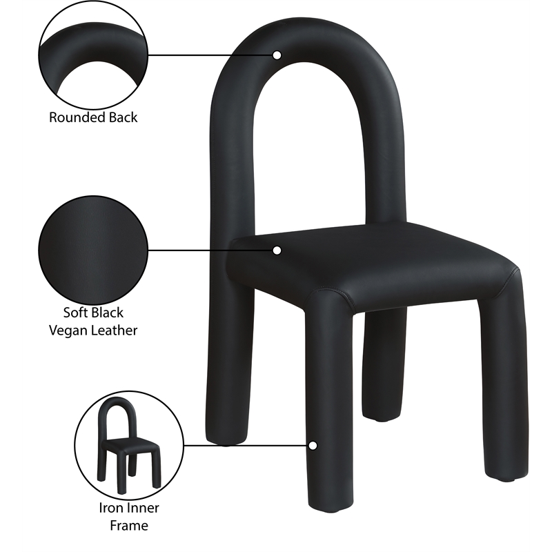 Meridian Furniture Amari Black Vegan Leather Dining Chair (Set of 2)