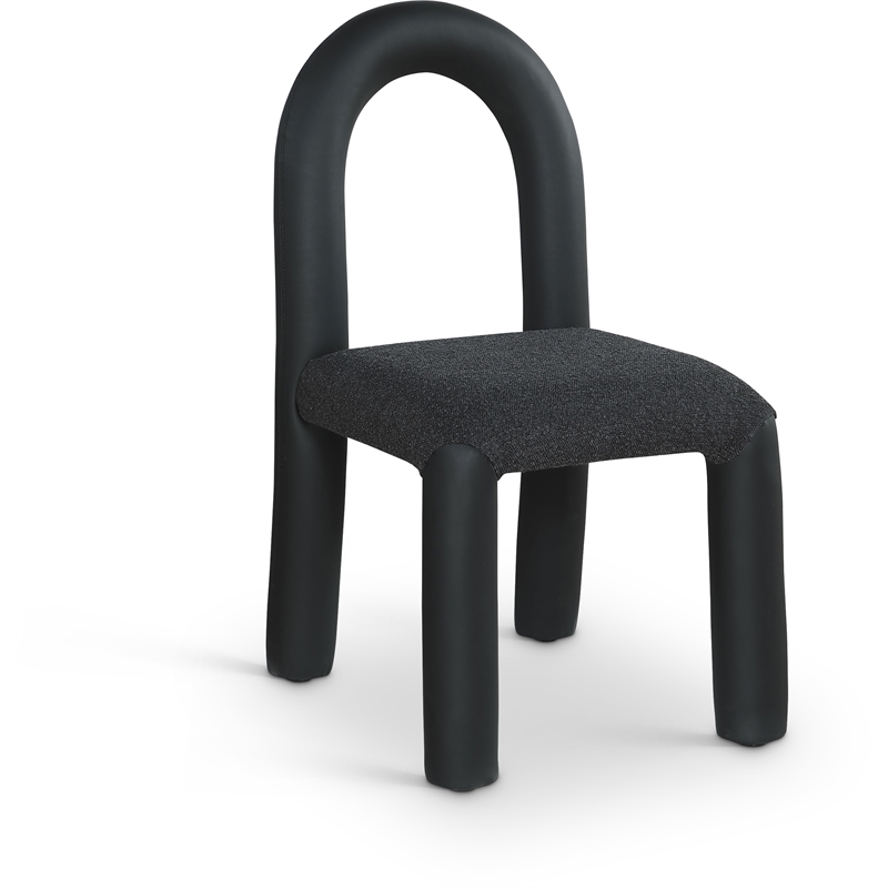Meridian Furniture Amari Black Boucle and Vegan Leather Dining Chair (Set of 2)