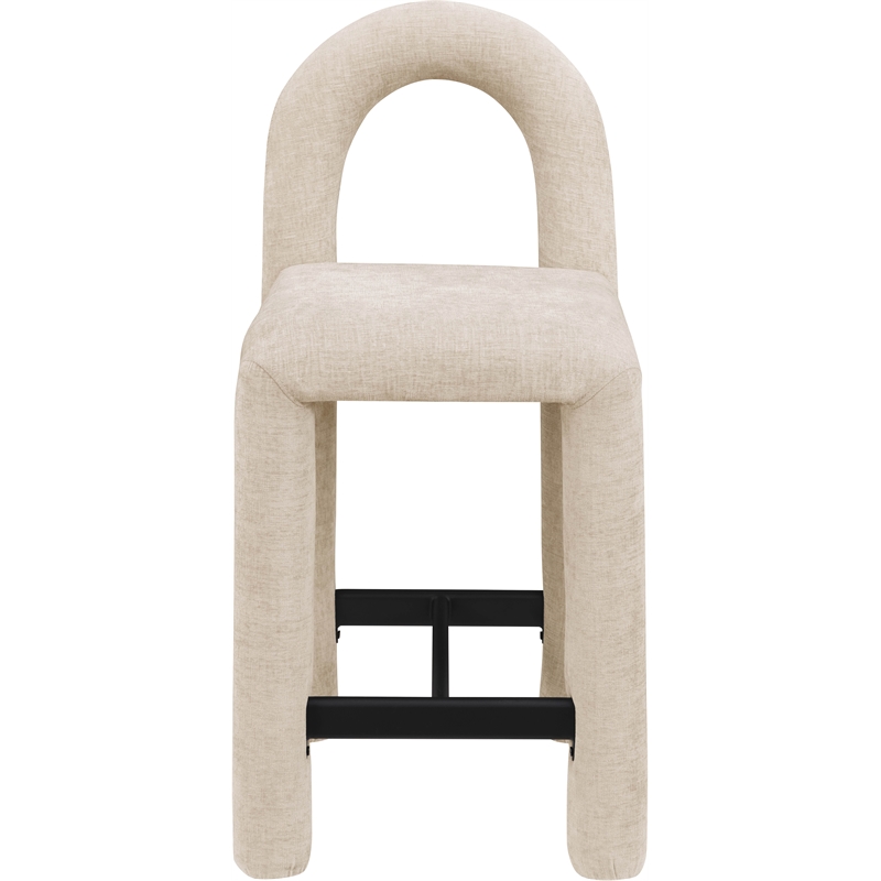 Meridian Furniture Amari Beige Chenille Fabric Stool