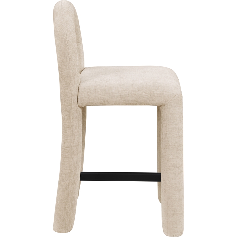 Meridian Furniture Amari Beige Chenille Fabric Stool