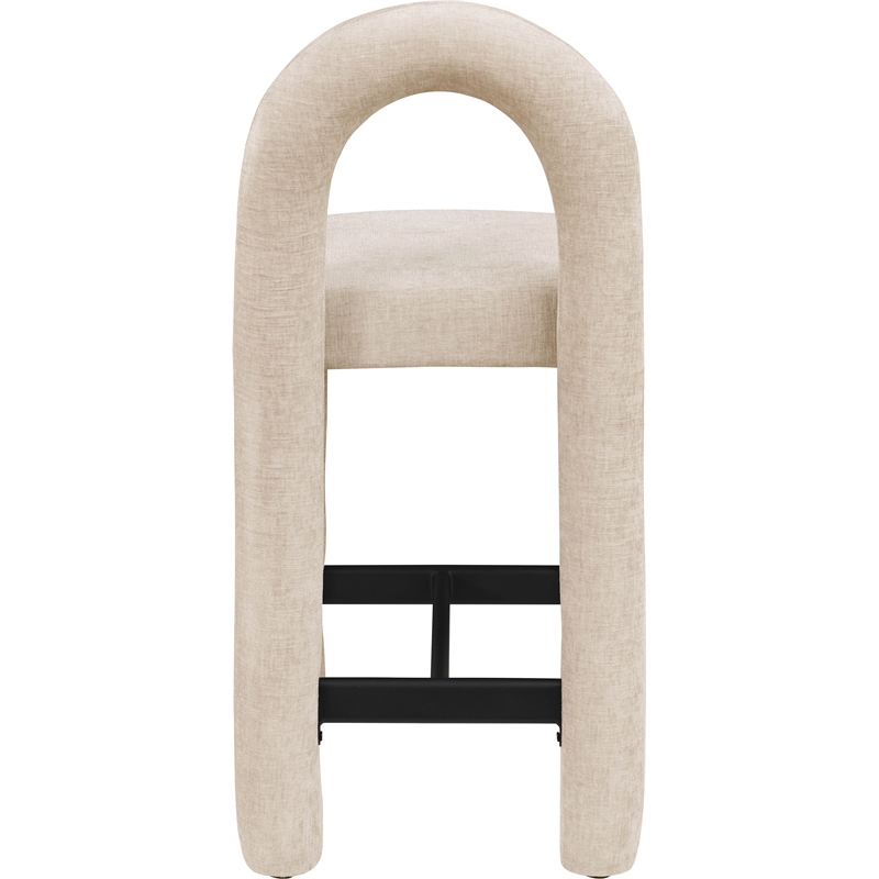 Meridian Furniture Amari Beige Chenille Fabric Stool