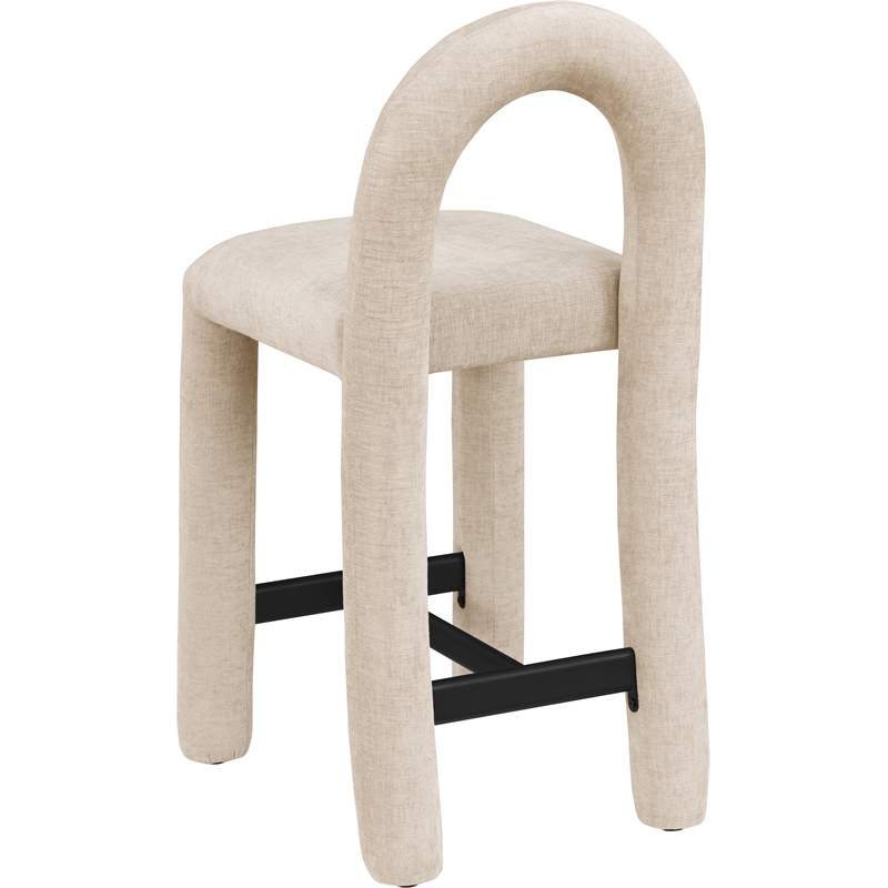 Meridian Furniture Amari Beige Chenille Fabric Stool