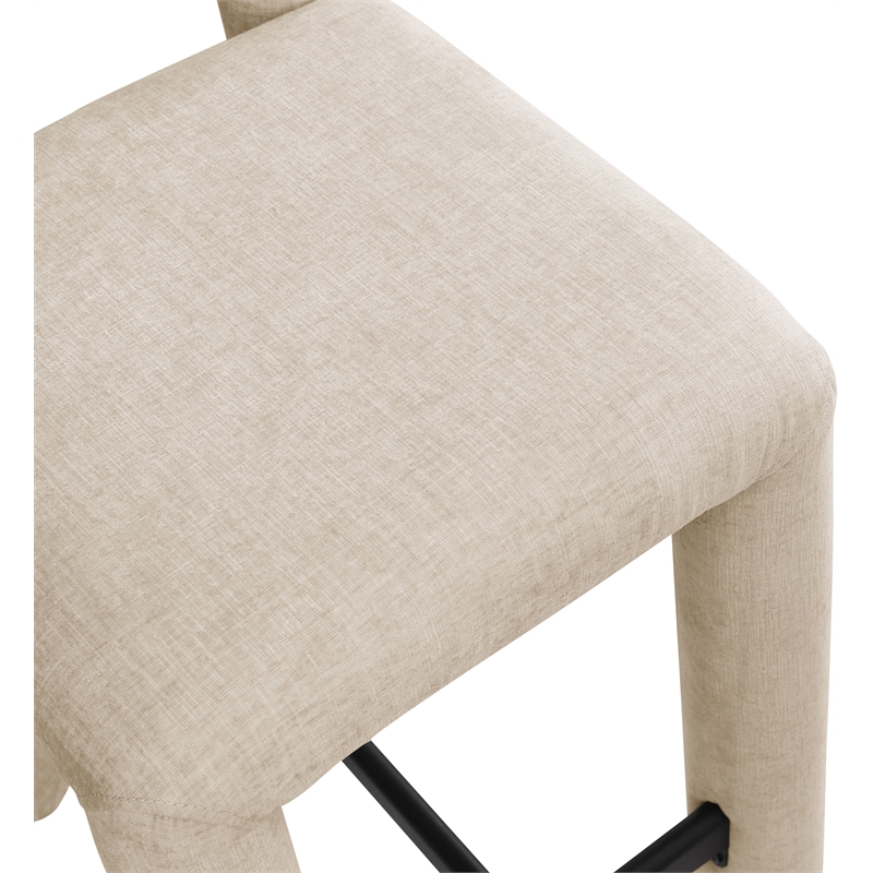Meridian Furniture Amari Beige Chenille Fabric Stool