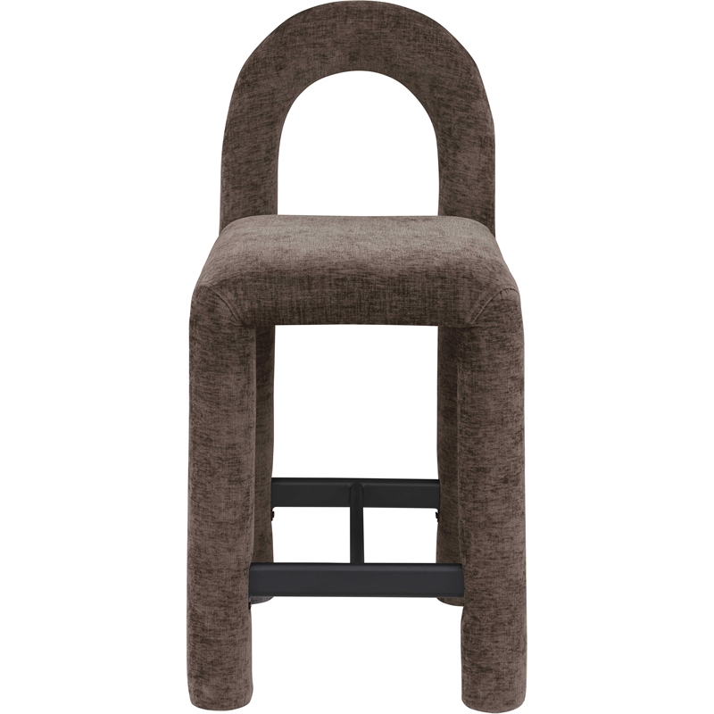Meridian Furniture Amari Brown Chenille Fabric Stool
