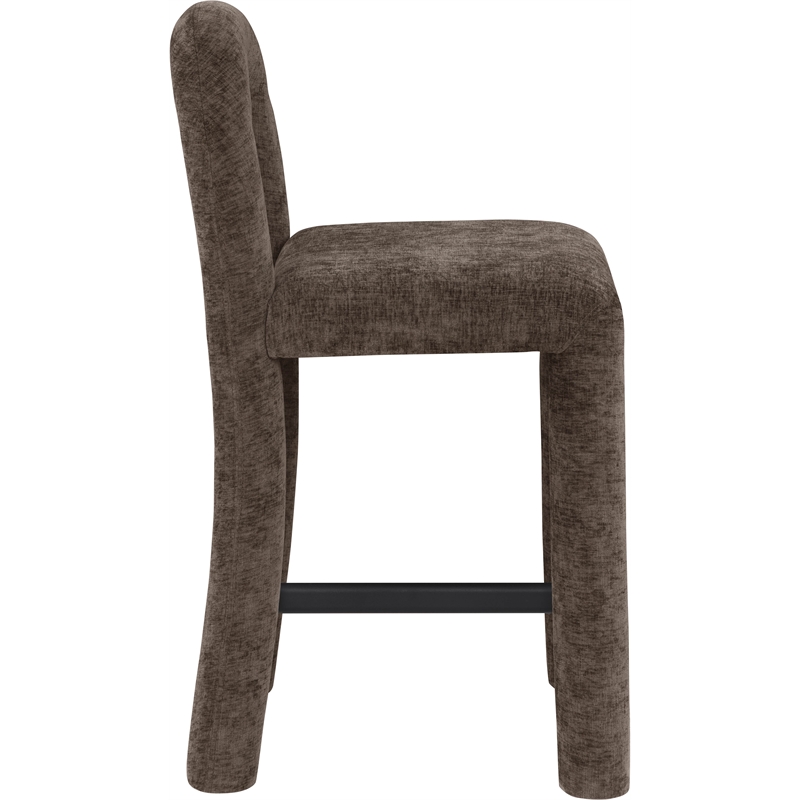 Meridian Furniture Amari Brown Chenille Fabric Stool