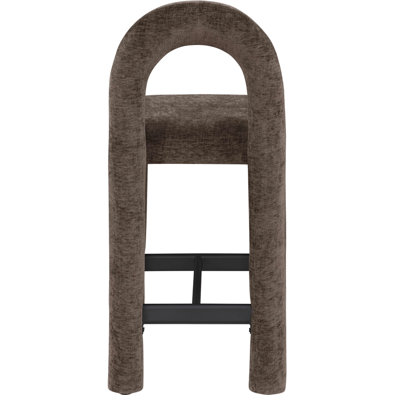 Meridian Furniture Amari Brown Chenille Fabric Stool